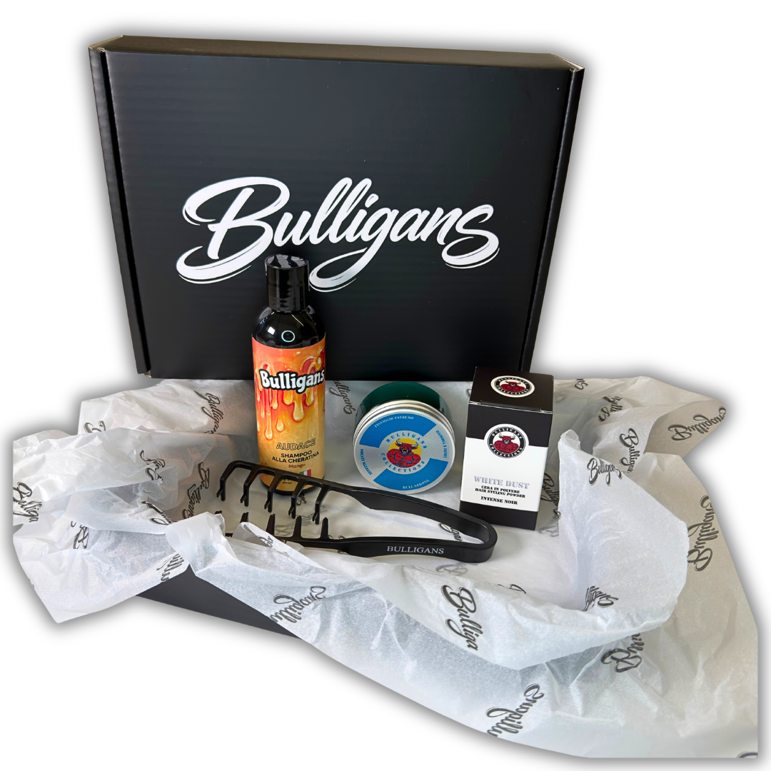 BOX FRENCH CROP/BUZZ CUT EFFETTO BAGNATO con shampoo alla cheratina, cera lucida bullstrong, cera in polvere e pettine pinzato | Bulligans
