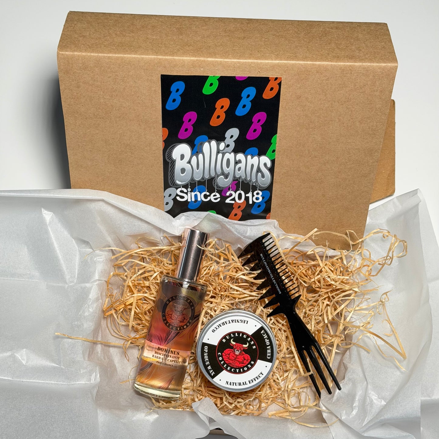 Box Slick Back Effetto Naturale: disciplinante + cera opaca + pettine | Bulligans