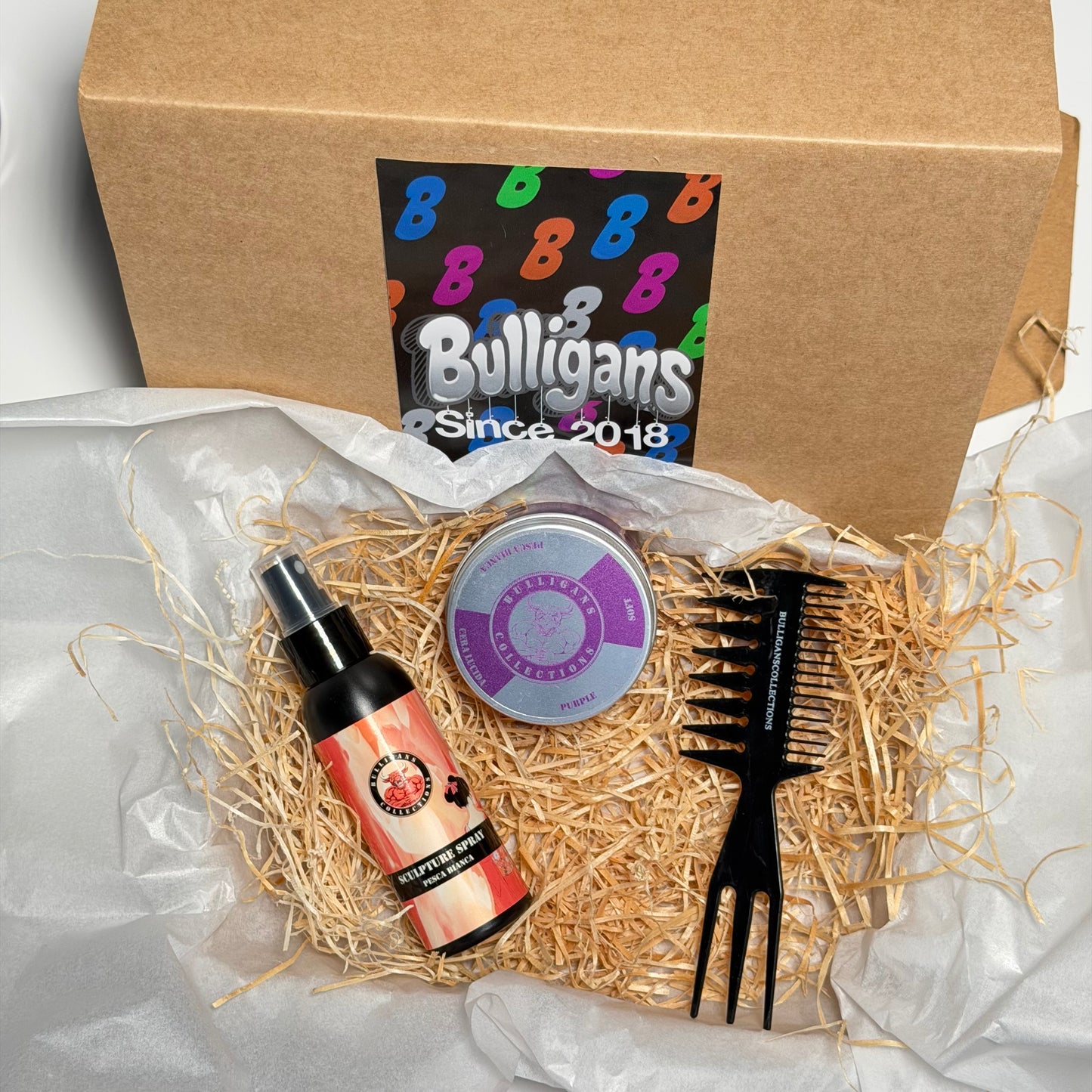 Box Ciuffo Graffiato Effetto Bagnato: cera lucida + spray + pettine | Bulligans