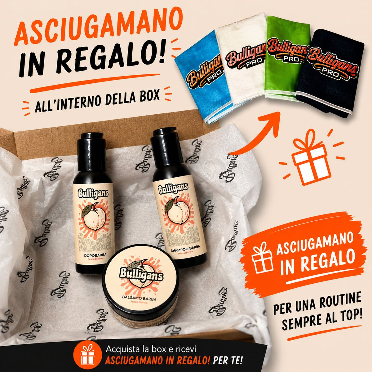 Box Routine Barba Bulligans con shampoo barba, balsamo barba e dopobarba in crema
