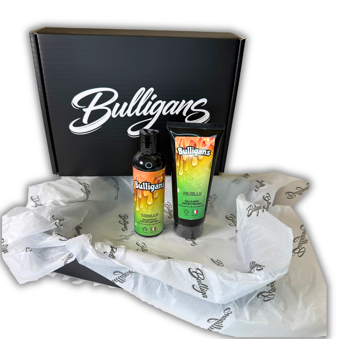 Bulligans Ribelle Box Antiforfora Pistacchio & Caramello | Shampoo e Balsamo