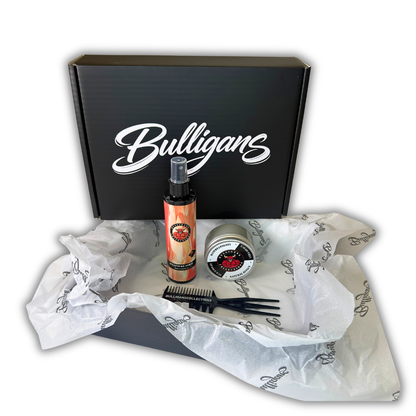 Box Ciuffo Graffiato Effetto Naturale: cera opaca, spray fissante e pettine dentato | Bulligans 