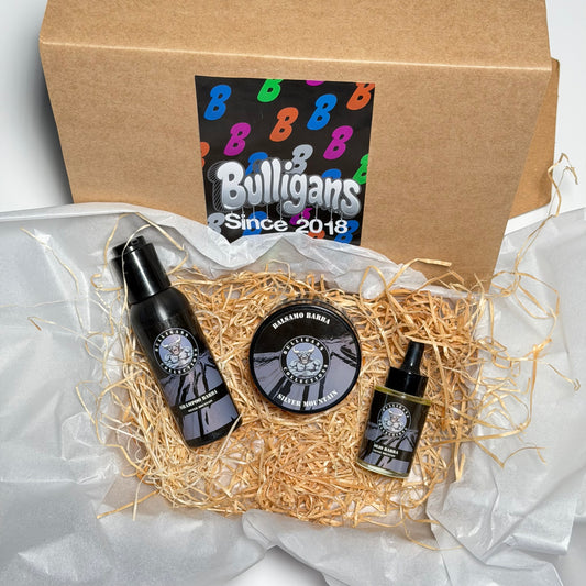 Box Essential (Box Barba Base): shampoo + balsamo + olio + spazzola | Bulligans 