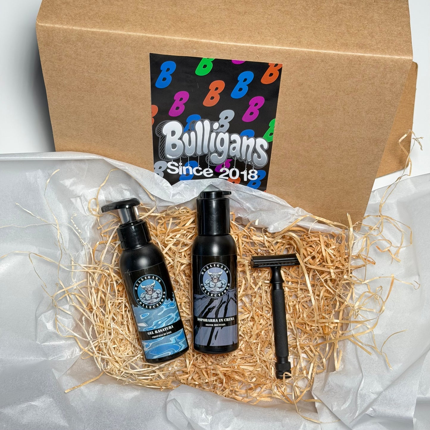 Box Rasatura Perfetta: gel trasparente + dopobarba crema + rasoio | Bulligans